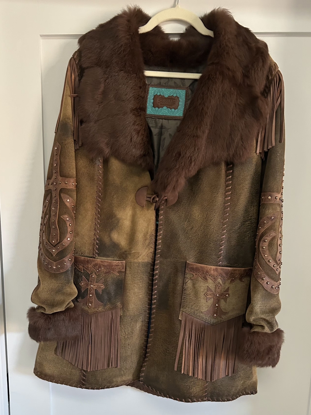 Corral Leather w/ Lamb & Rabbit Fur Coat Limited Edition Size Medium